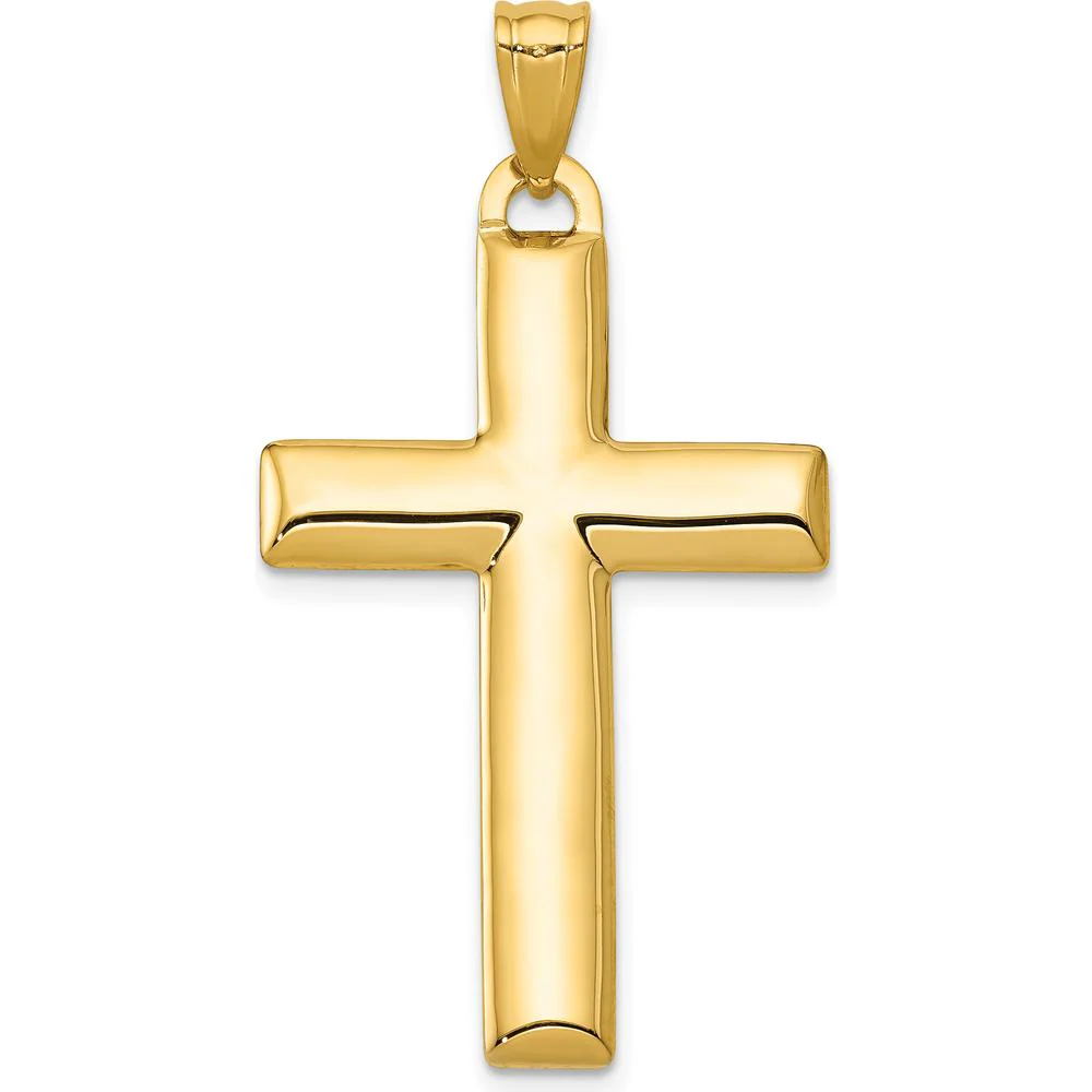14K Yellow Gold Reversible Cross Pendant with White Rhodium Accent - 42mm Length by Oro Pregiato