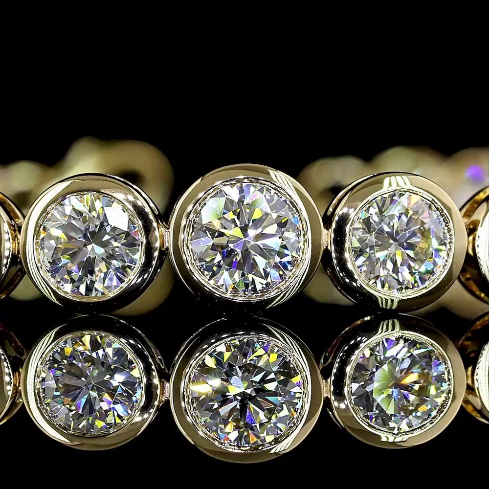 14K Yellow Gold Riviera Bracelet with Bezel Set Graduated Round Lab Diamonds - 6.64 Carats Total Diamond Weight - Covaloro Fine Jewelry - Image 2