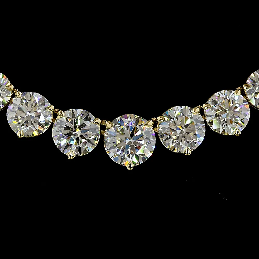 14K Yellow Gold Riviera Necklace with 108 Graduated Round Brilliant Lab Diamonds - 25.03 Carats Total Diamond Weight - Covaloro Fine Jewelry - Image 2