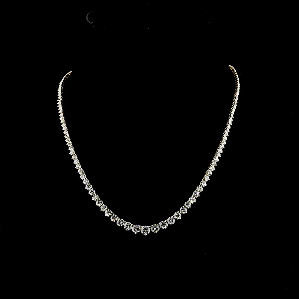 14K Yellow Gold Riviera Necklace with 137 Graduated Round Lab Diamonds - 12.61 Carat Total Weight, E-F VS1 Clarity - Covaloro Fine Jewelry