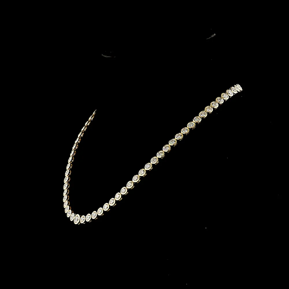 14K Yellow Gold Riviera Necklace with 19.2 Carats of Bezel-Set Round Lab Diamonds - E-F VS Quality - Covaloro Fine Jewelry - Image 2