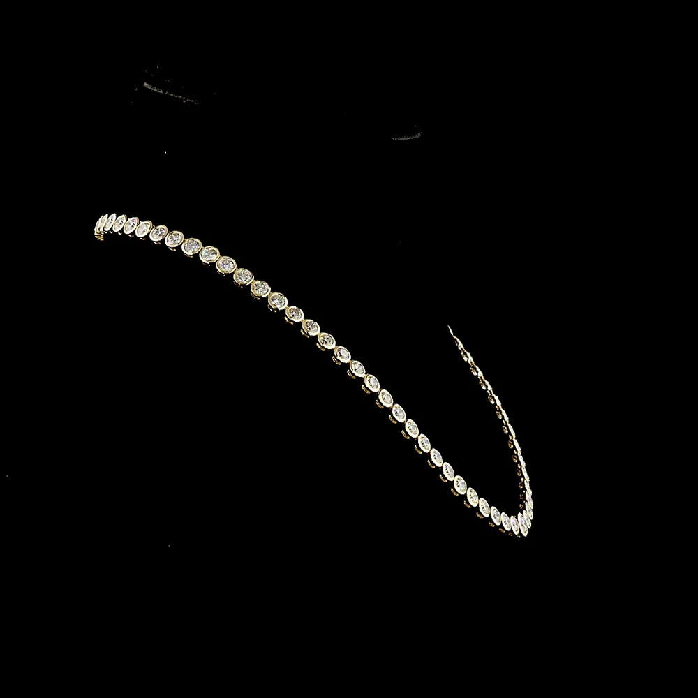 14K Yellow Gold Riviera Necklace with 19.2 Carats of Bezel-Set Round Lab Diamonds - E-F VS Quality - Covaloro Fine Jewelry - Image 3