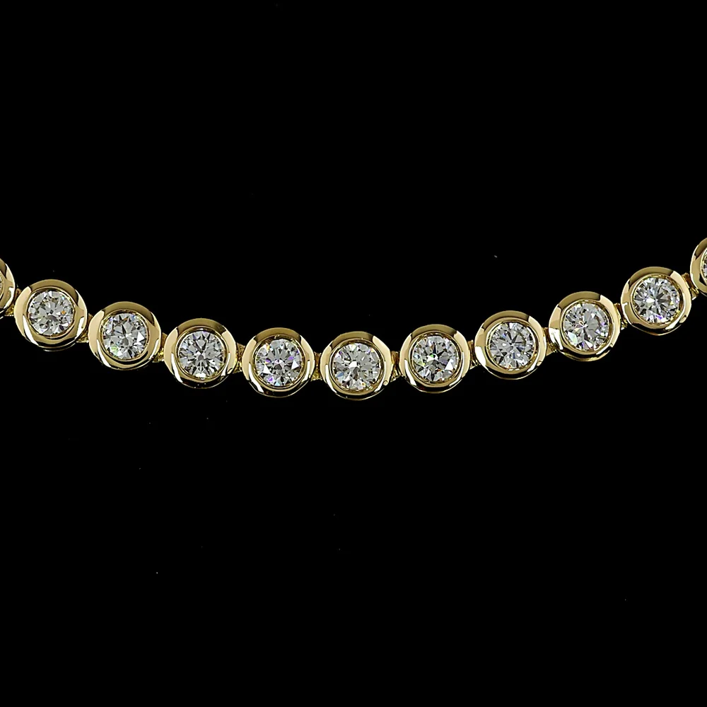 14K Yellow Gold Riviera Necklace with Bezel Set Round Lab Grown Diamonds - 5.32 Carat Total Diamond Weight, E-F Color, VS2 Clarity - Covaloro Fine Jewelry - Image 2