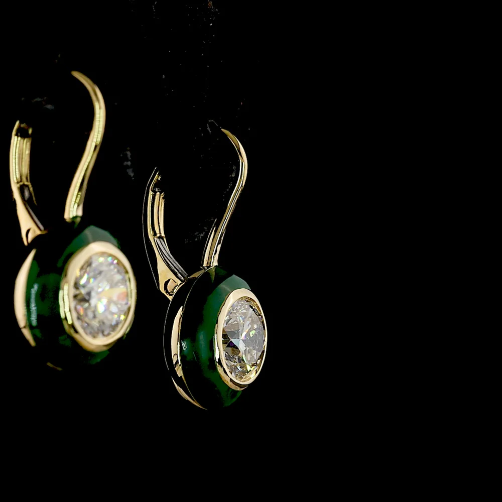 14K Yellow Gold Round Bezel Set Hanging Earrings with Lab-Grown Diamonds - 1.01 Carat Total Weight (E-F Color, VS1 Clarity) - Covaloro Fine Jewelry - Image 4
