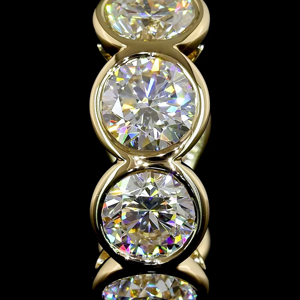 14K Yellow Gold Round Bezel-Set Huggie Earrings with Lab-Grown Brilliant Cut Diamonds - 3.54 Carats Total Diamond Weight - Covaloro Fine Jewelry - Image 2