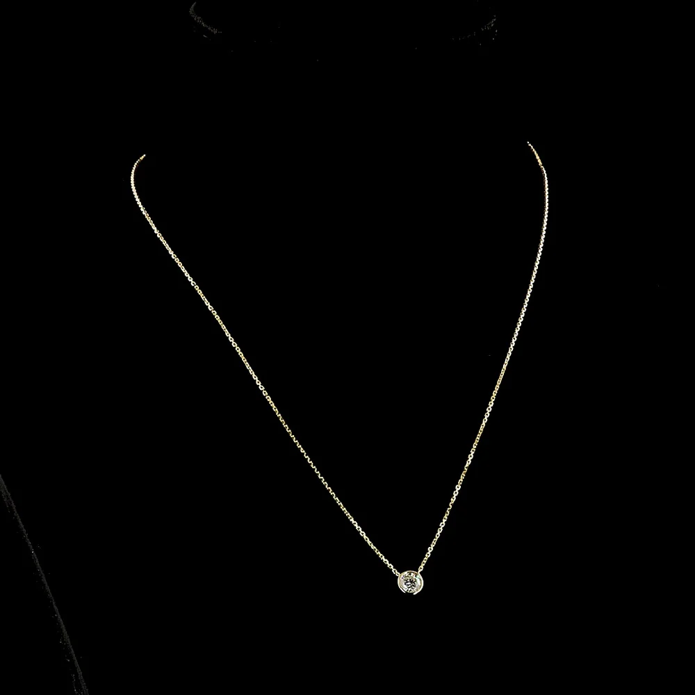 14K Yellow Gold Round Bezel Set Solitaire Pendant with 0.52 Carat Lab-Grown Brilliant Cut Diamond - E-F Color VS1 Clarity - Covaloro Fine Jewelry - Image 4