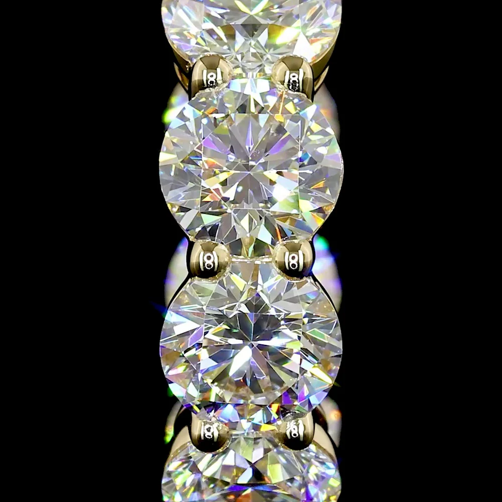 14K Yellow Gold Round Brilliant Cut Huggie Earrings with Lab Diamonds - 3.87 Carats Total Diamond Weight - Covaloro Fine Jewelry - Image 2