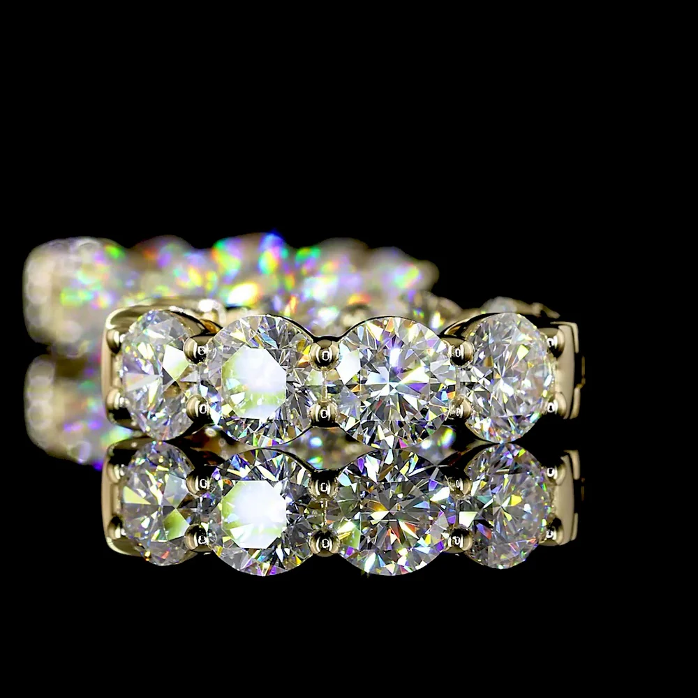 14K Yellow Gold Round Brilliant Cut Huggie Earrings with Lab Diamonds - 3.87 Carats Total Diamond Weight - Covaloro Fine Jewelry - Image 3