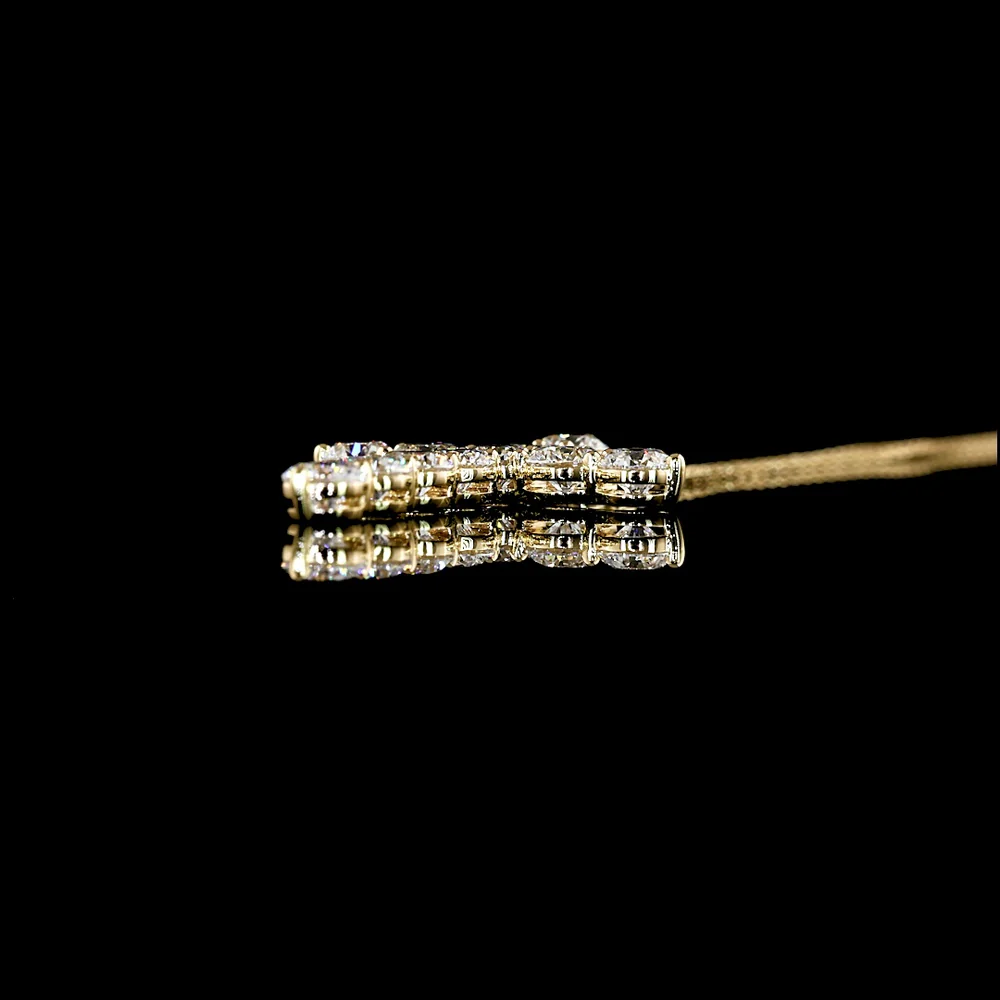 14K Yellow Gold Round Brilliant Cut Lab Diamond Cross Pendant - 2.94 Carat Total Weight with 11 E-F VS1 Stones - Covaloro Fine Jewelry - Image 3