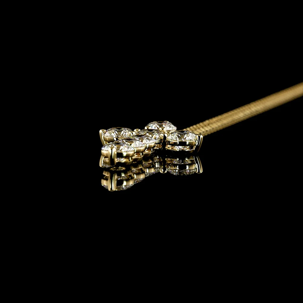 14K Yellow Gold Round Brilliant Cut Lab Diamond Cross Pendant - 3.59 Carat Total Weight, E-F Color VS1 Clarity - Covaloro Fine Jewelry - Image 3