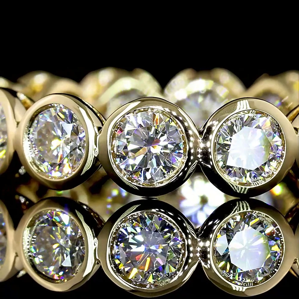 14K Yellow Gold Round Brilliant Cut Lab Diamond Eternity Band with Bezel Setting - 1.86 Carat Total Diamond Weight - Covaloro Fine Jewelry - Image 2