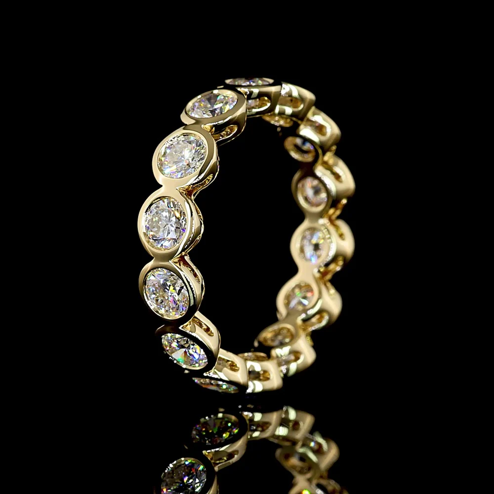 14K Yellow Gold Round Brilliant Cut Lab Diamond Eternity Band with Bezel Setting - 1.86 Carat Total Diamond Weight - Covaloro Fine Jewelry - Image 4