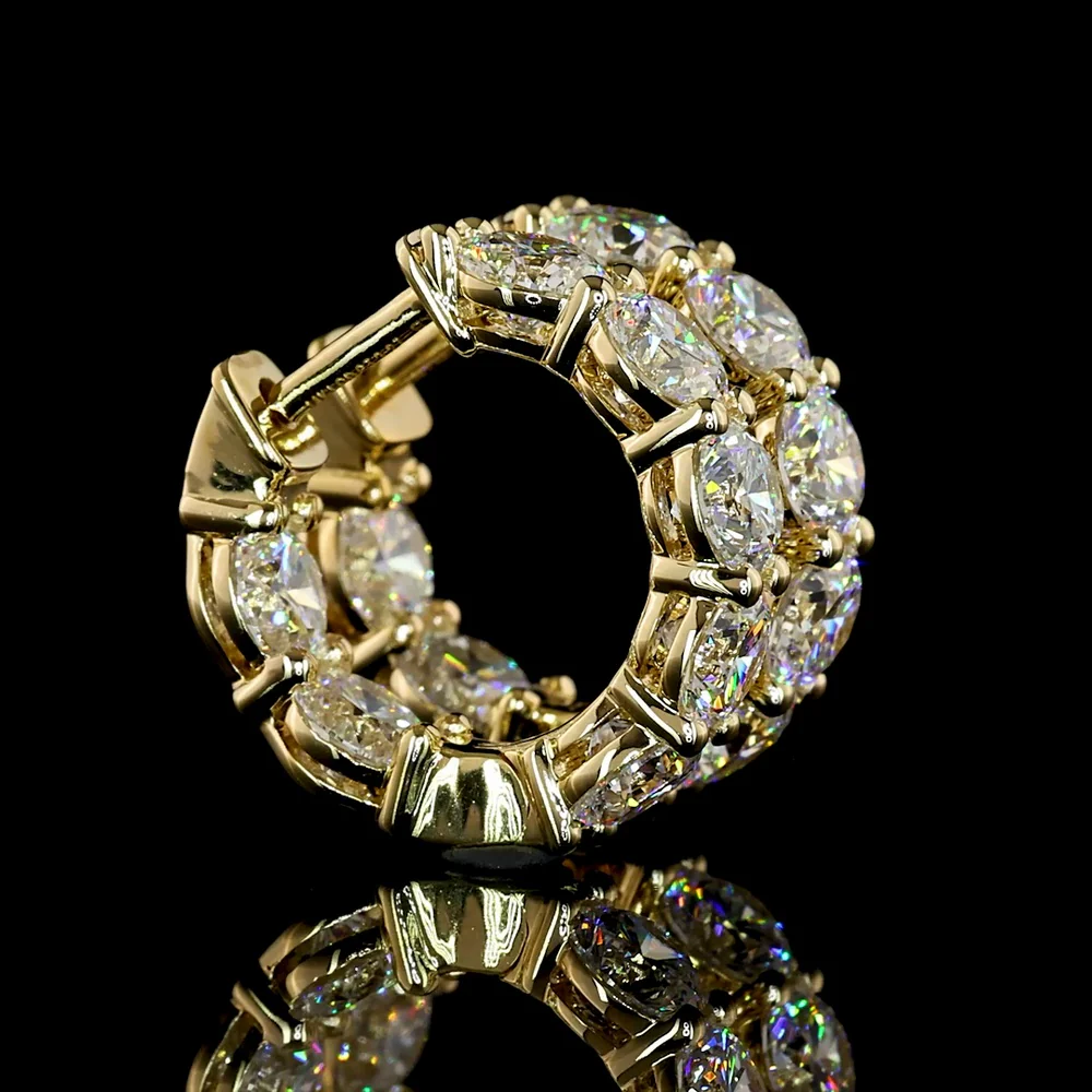 14K Yellow Gold Round Brilliant Cut Lab Diamond Huggie Earrings - 3.10 Carat Total Weight (E-F Color, VS1 Clarity) - Covaloro Fine Jewelry