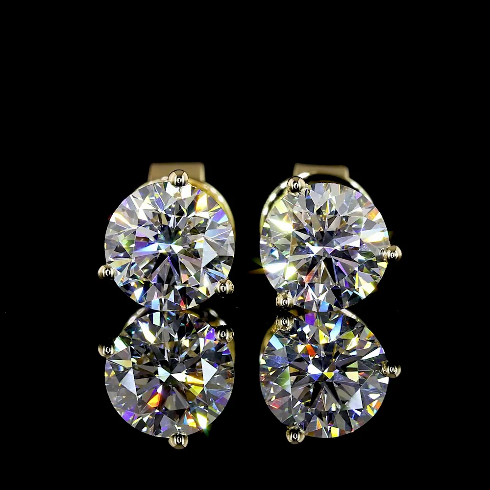 14K Yellow Gold Round Brilliant Cut Lab Diamond Martini Stud Earrings - 1.46 Carat Total Weight, F VS2 Clarity - Covaloro Fine Jewelry - Image 2
