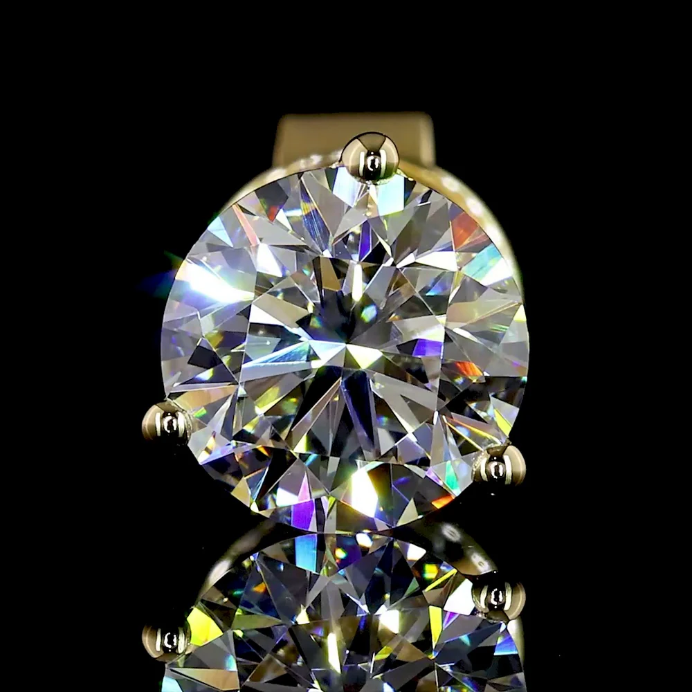 14K Yellow Gold Round Brilliant Cut Lab Diamond Martini Stud Earrings - 1.46 Carat Total Weight, F VS2 Clarity - Covaloro Fine Jewelry - Image 3