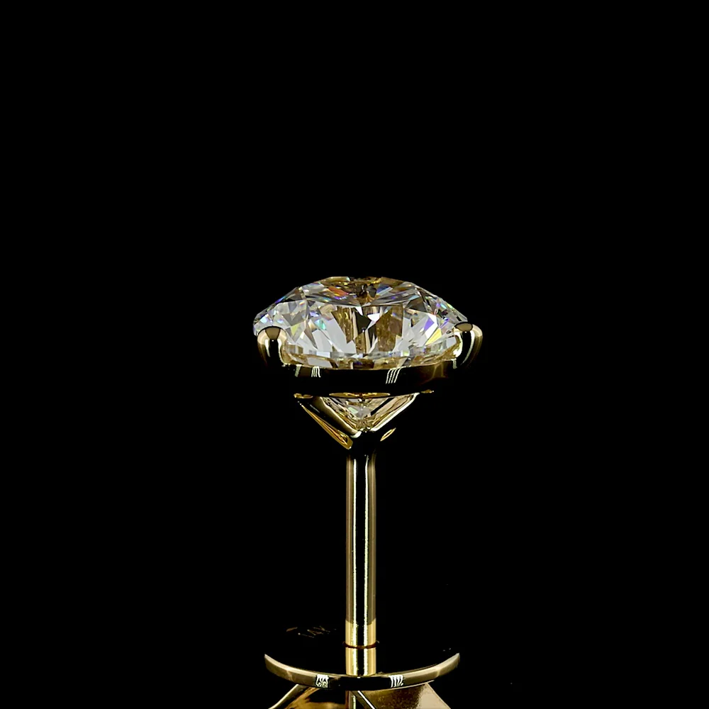 14K Yellow Gold Round Brilliant Cut Lab Diamond Martini Stud Earrings - 1.46 Carat Total Weight, F VS2 Clarity - Covaloro Fine Jewelry - Image 4