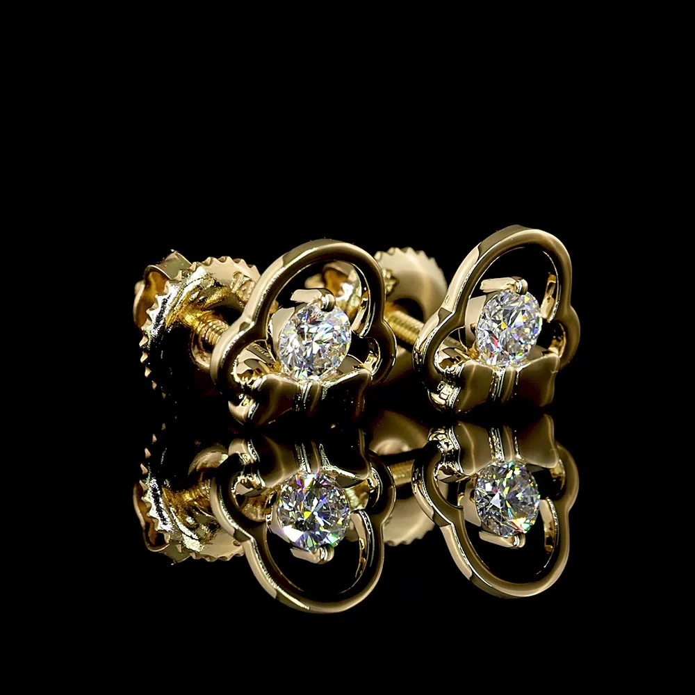 14K Yellow Gold Round Brilliant Cut Lab Diamond Stud Earrings - 0.21 Total Carat Weight, E-F Color, VS Clarity - Covaloro Fine Jewelry - Image 2