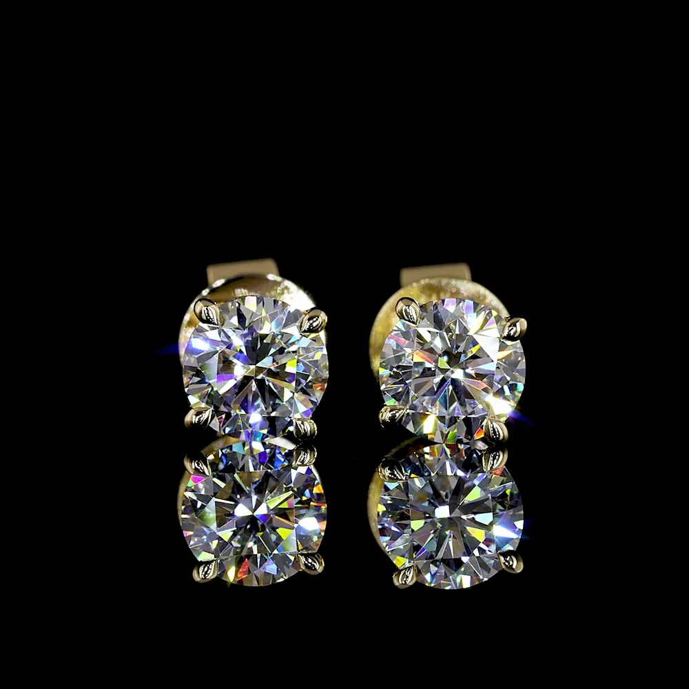 14K Yellow Gold Round Brilliant Cut Lab Diamond Stud Earrings - 1.57 Carat Total Weight, E-F Color VS1 Clarity - Covaloro Fine Jewelry - Image 2