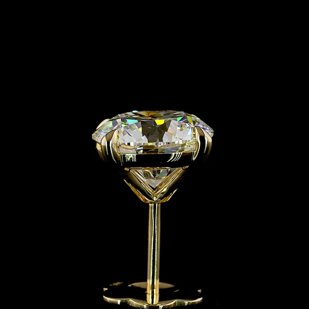 14K Yellow Gold Round Brilliant Cut Lab Diamond Stud Earrings - 4.43 Total Carat Weight, E-F VVS2 Clarity - Covaloro Fine Jewelry - Image 4