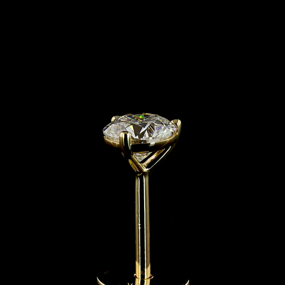 14K Yellow Gold Round Brilliant Cut Martini Stud Earrings with Lab Diamonds - 0.60 Carats Total Diamond Weight (E Color, VS1 Clarity) - Covaloro Fine Jewelry - Image 4