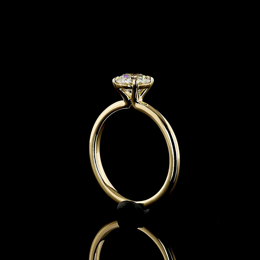 14K Yellow Gold Round Brilliant Cut Solitaire Engagement Ring with 1.02 Carat Lab Grown Diamond - D VVS1 IGI Certified - Covaloro Fine Jewelry - Image 3