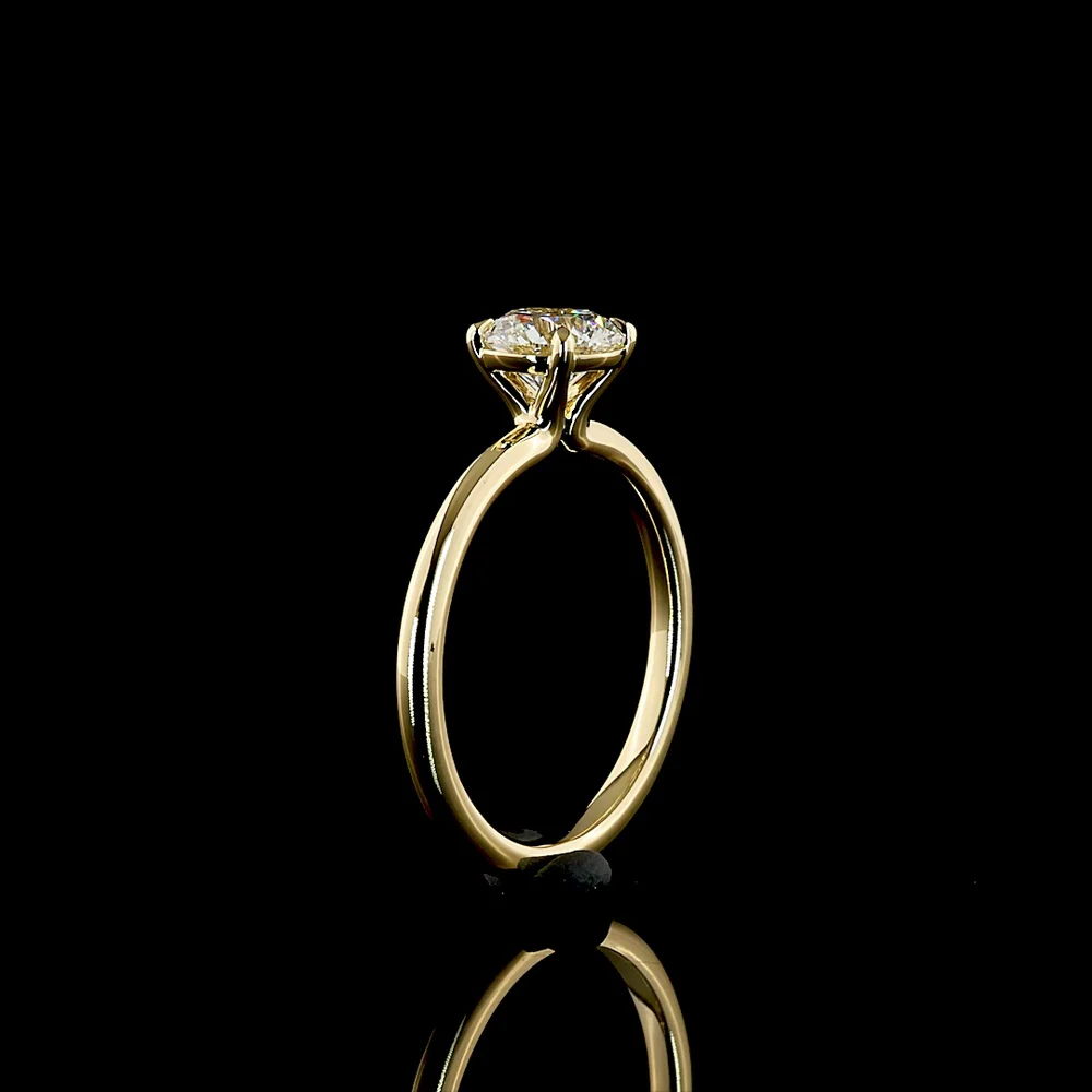 14K Yellow Gold Round Brilliant Cut Solitaire Engagement Ring with 1.02 Carat Lab Grown Diamond - D VVS1 IGI Certified - Covaloro Fine Jewelry - Image 4