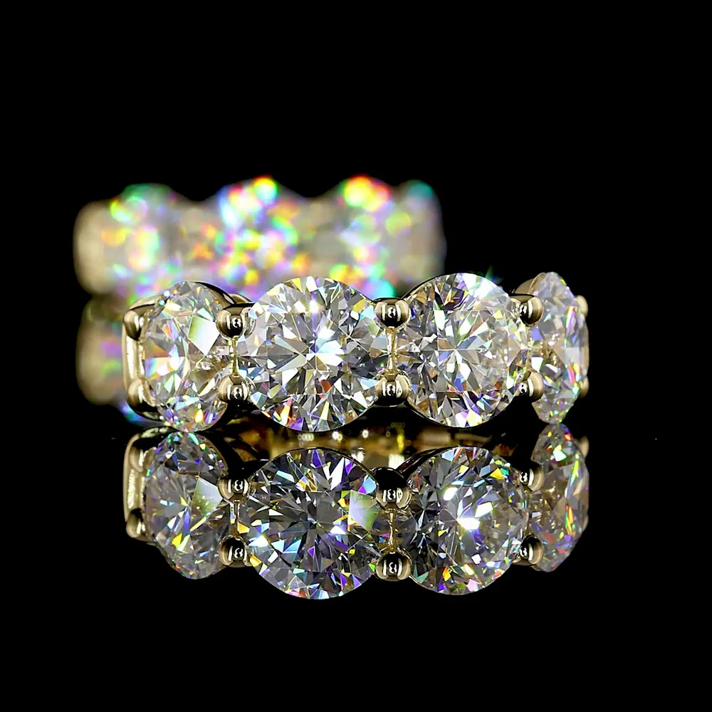 14K Yellow Gold Round Brilliant Huggie Earrings with 8 Lab-Grown Diamonds - 5.03 Carats Total Diamond Weight - Covaloro Fine Jewelry - Image 4