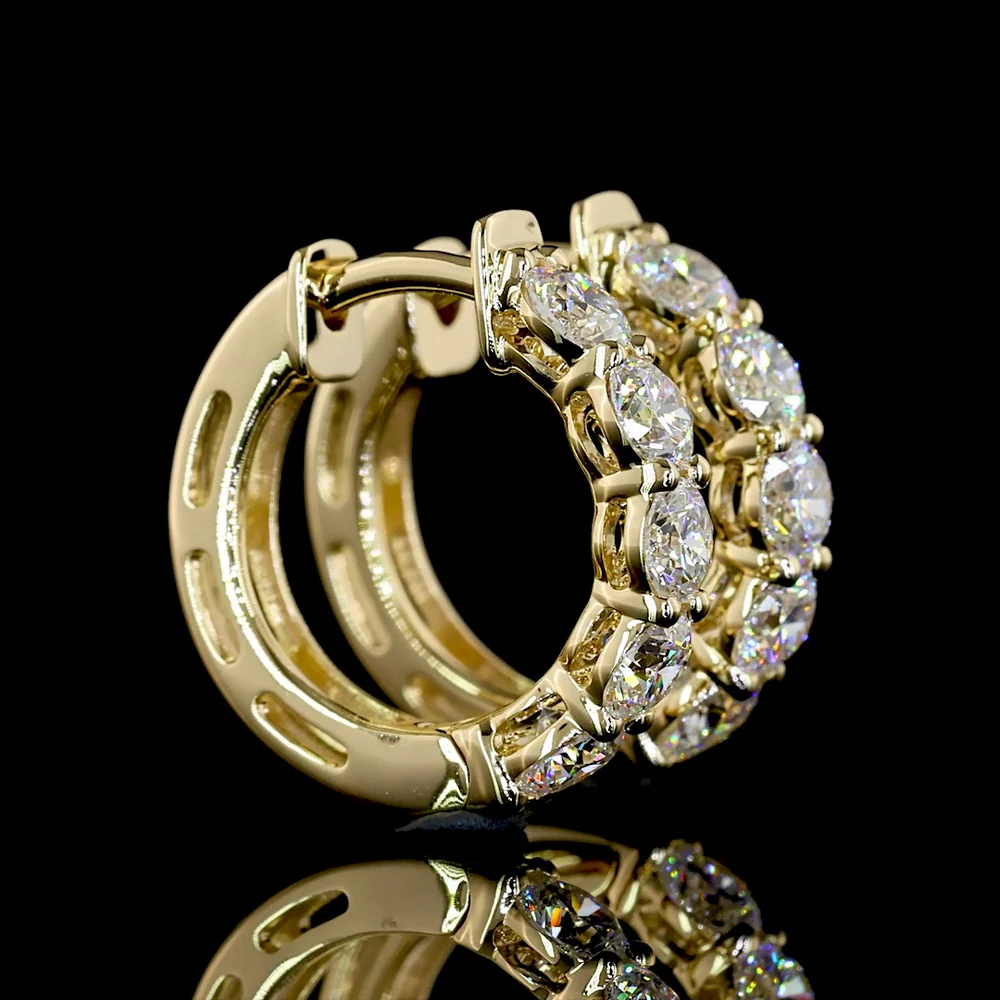 14K Yellow Gold Round Brilliant Huggie Earrings with Prong Set Lab-Grown Diamonds - 1.00 Total Carat Weight (E-F Color, VS Clarity) - Covaloro Fine Jewelry