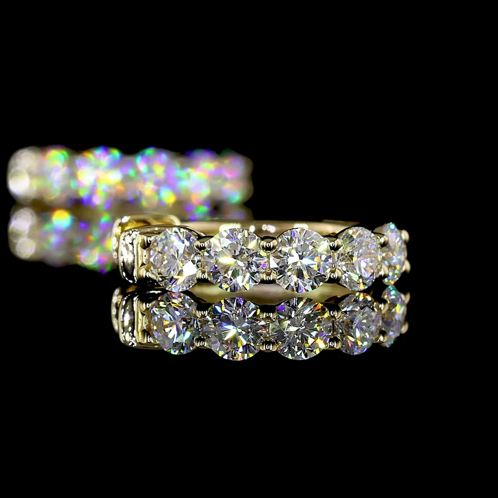 14K Yellow Gold Round Brilliant Huggie Earrings with Prong Set Lab-Grown Diamonds - 1.00 Total Carat Weight (E-F Color, VS Clarity) - Covaloro Fine Jewelry - Image 2