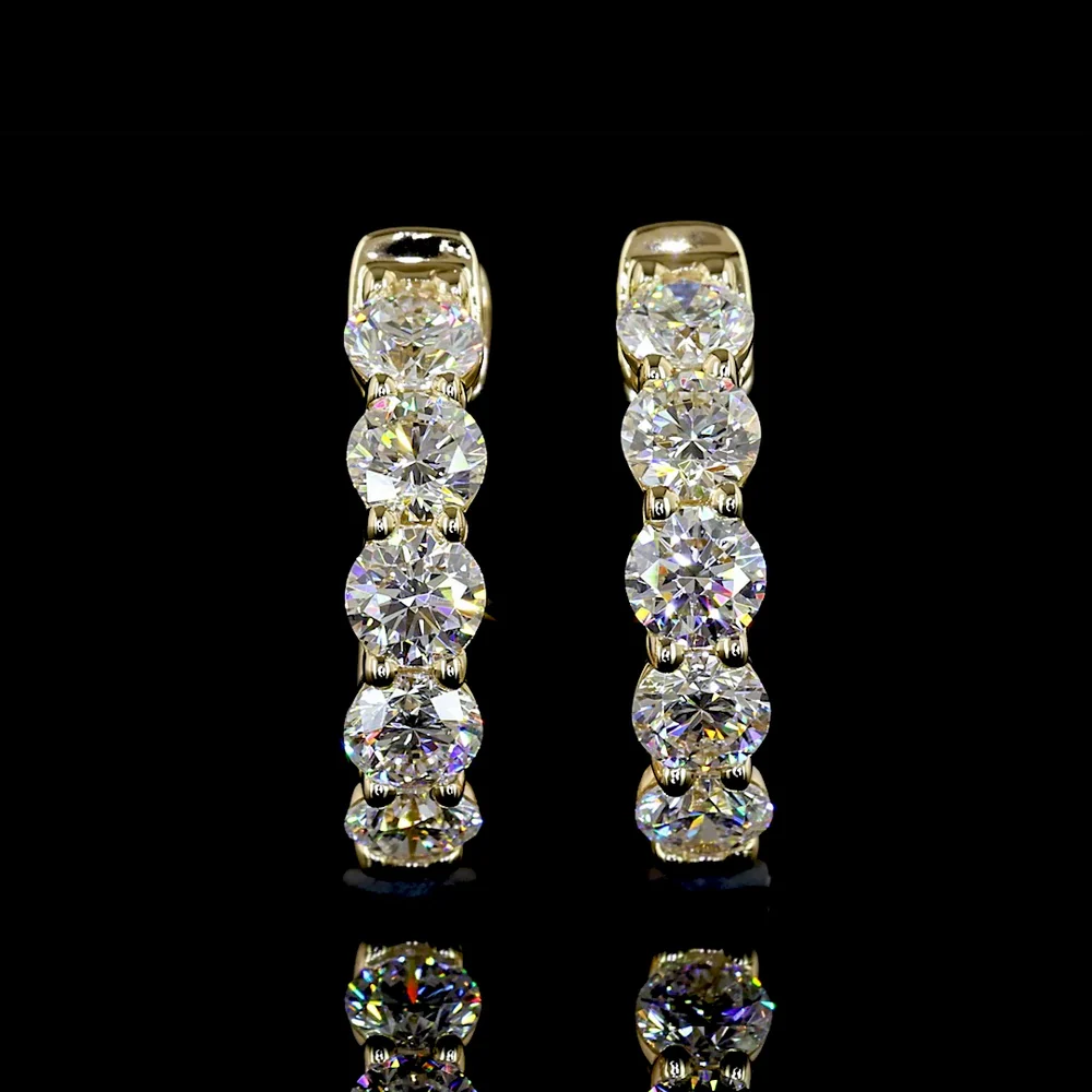 14K Yellow Gold Round Brilliant Huggie Earrings with Prong Set Lab-Grown Diamonds - 1.00 Total Carat Weight (E-F Color, VS Clarity) - Covaloro Fine Jewelry - Image 4