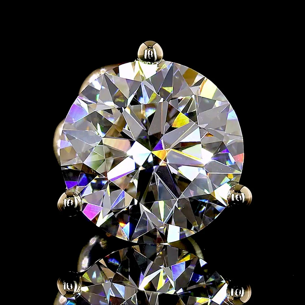 14K Yellow Gold Round Brilliant Lab Diamond Stud Earrings with Martini Prong Setting - 3.06 Total Carat Weight, E-F Color, VS2 Clarity - Covaloro Fine Jewelry - Image 3