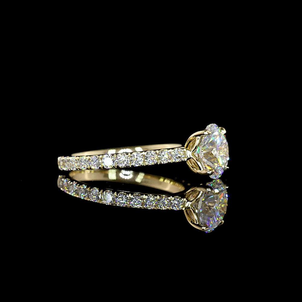 14K Yellow Gold Round Brilliant Solitaire Ring with 2.02 Carat Main D VVS2 Lab Diamond and 0.67 Carat Accent Diamonds - 2.69 Total Carat Weight - Covaloro Fine Jewelry - Image 2