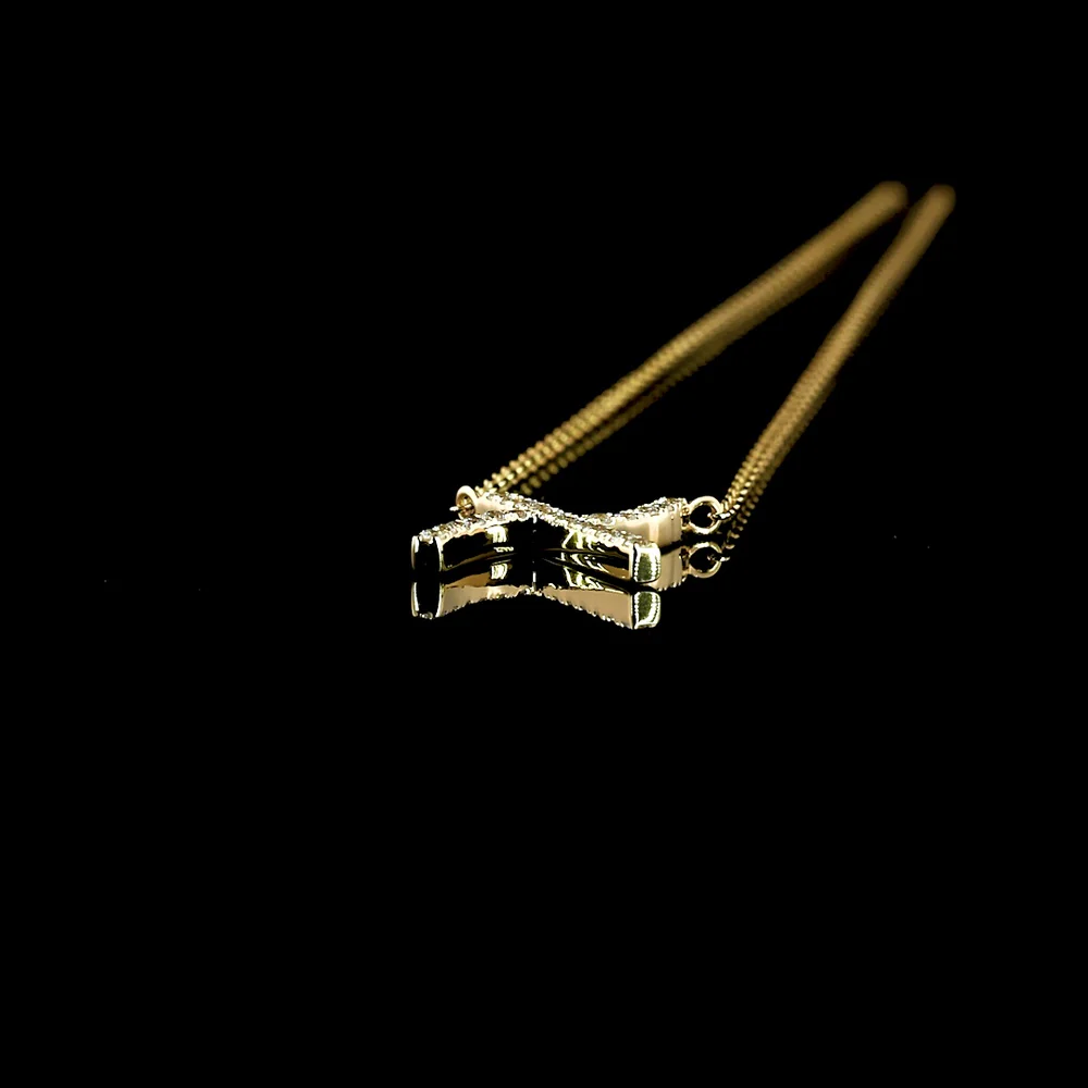 14K Yellow Gold Round Cut Diamond "X" Initial Pendant with 22 Prong-Set Brilliant Lab Diamonds - 0.10 Carat Total Weight - Covaloro Fine Jewelry - Image 3