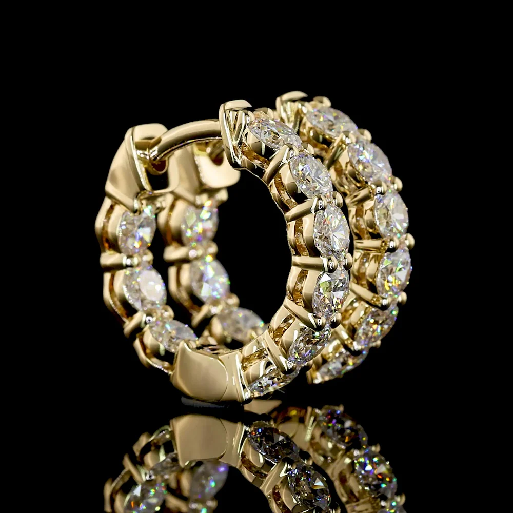14K Yellow Gold Round Cut Lab Diamond Huggie Earrings - 1.65 Carat Total Weight, E-F Color, VS2 Clarity, Prong Set - Covaloro Fine Jewelry