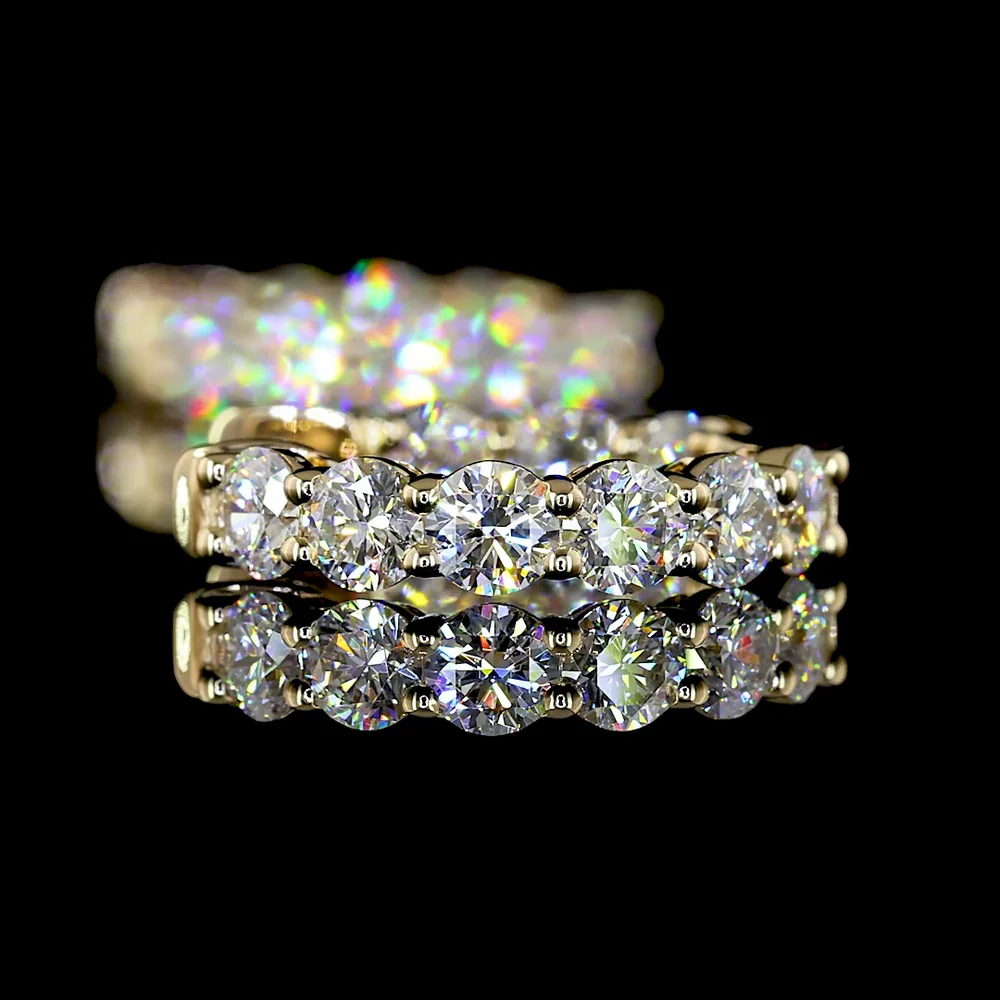 14K Yellow Gold Round Cut Lab Diamond Huggie Earrings - 1.65 Carat Total Weight, E-F Color, VS2 Clarity, Prong Set - Covaloro Fine Jewelry - Image 4