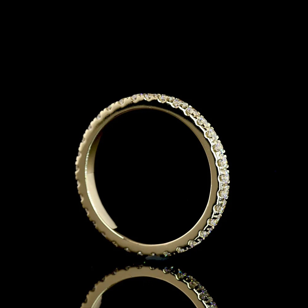 14K Yellow Gold Round Diamond Eternity Band with Pavé Micro Setting - 0.64 Carat Total Weight Lab Diamonds, E-F Color VS Clarity - Covaloro Fine Jewelry - Image 3