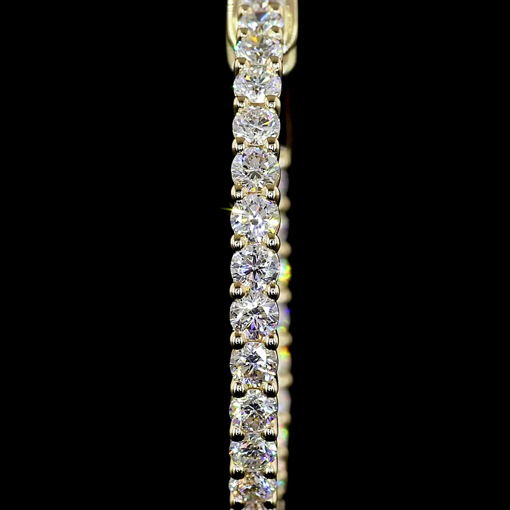 14K Yellow Gold Round Diamond Hoop Earrings with Hinged Backs - 0.94 Total Carat Weight E-F VS Lab Diamonds - Covaloro Fine Jewelry - Image 3