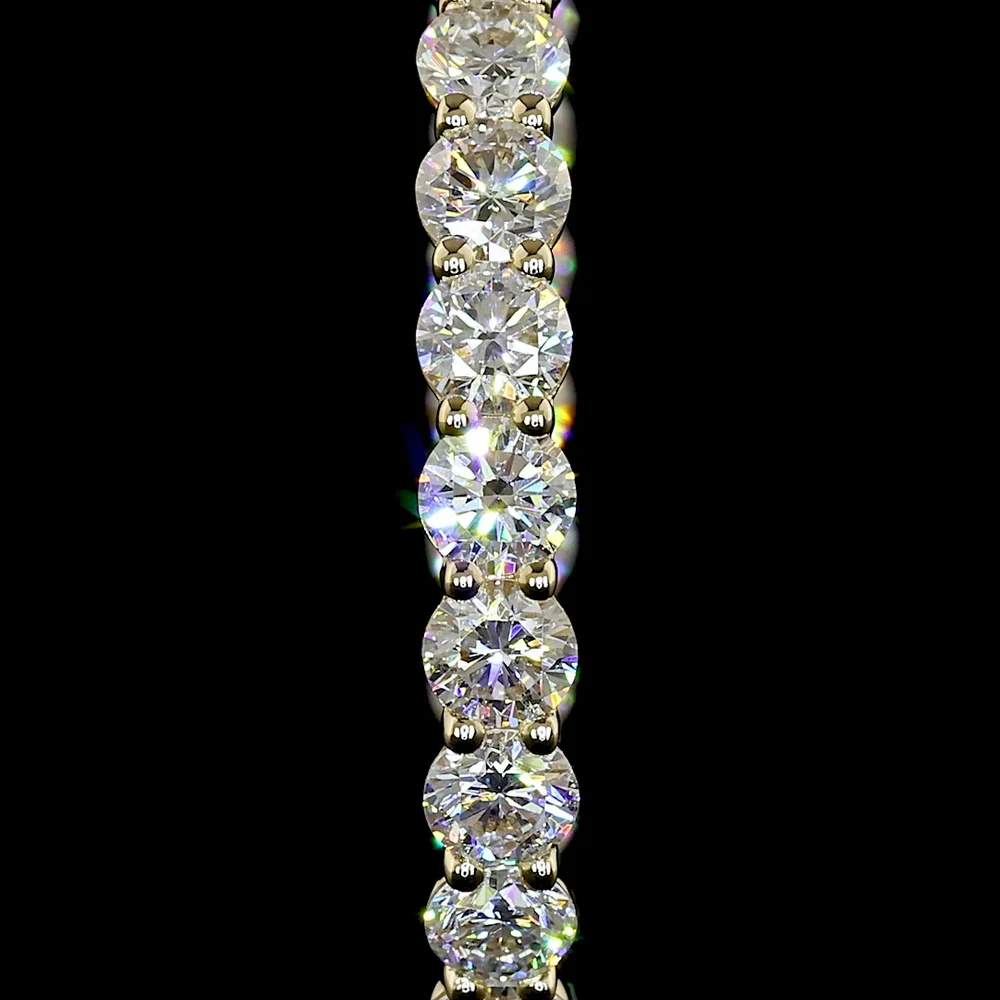 14K Yellow Gold Round Diamond Hoop Earrings with Prong Set Lab Grown Diamonds - 5.18 Carat Total Weight (E-F Color, VS1 Clarity) - Covaloro Fine Jewelry - Image 3