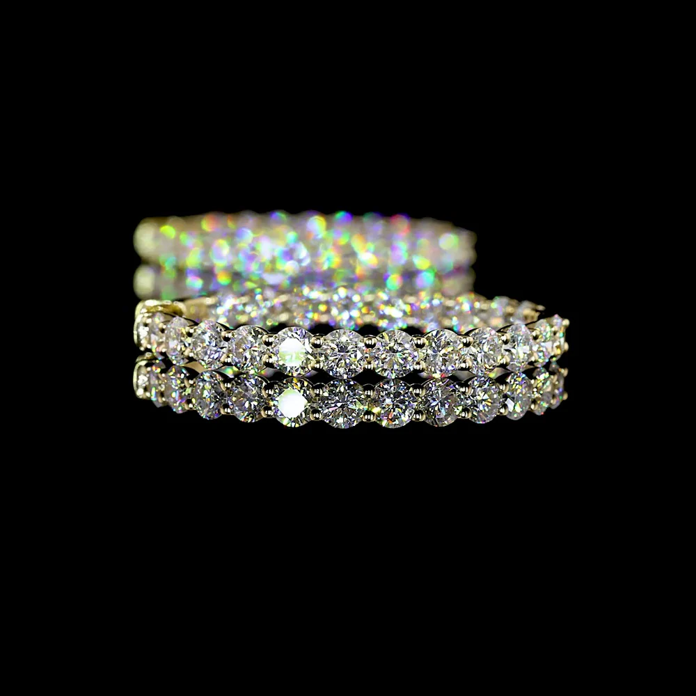 14K Yellow Gold Round Diamond Hoop Earrings with Prong Set Lab Grown Diamonds - 5.18 Carat Total Weight (E-F Color, VS1 Clarity) - Covaloro Fine Jewelry - Image 4