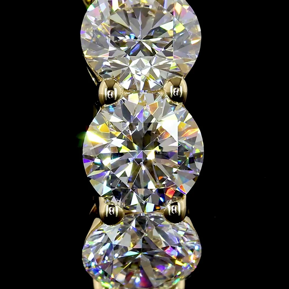 14K Yellow Gold Round Diamond Huggie Earrings - 8 Brilliant Cut Lab Grown Diamonds, 2.99 Carats Total Weight, E-F Color VS Clarity - Covaloro Fine Jewelry - Image 3