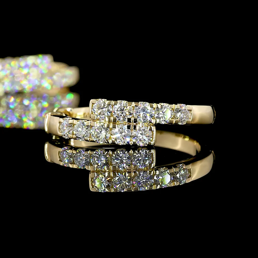 14K Yellow Gold Round Diamond Huggie Earrings with Pavé Micro Setting - 1.26 Carats Total Diamond Weight (Lab Grown, E-F Color, VS2 Clarity) - Covaloro Fine Jewelry - Image 4