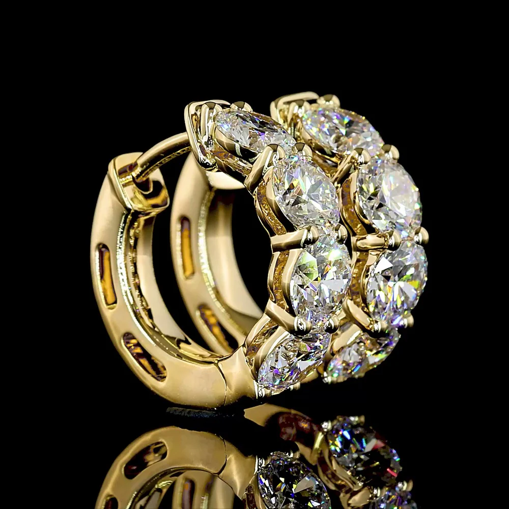 14K Yellow Gold Round Diamond Huggie Earrings with Prong Set Lab-Grown Stones - 2.36 Carats Total Diamond Weight - Covaloro Fine Jewelry - Image 2
