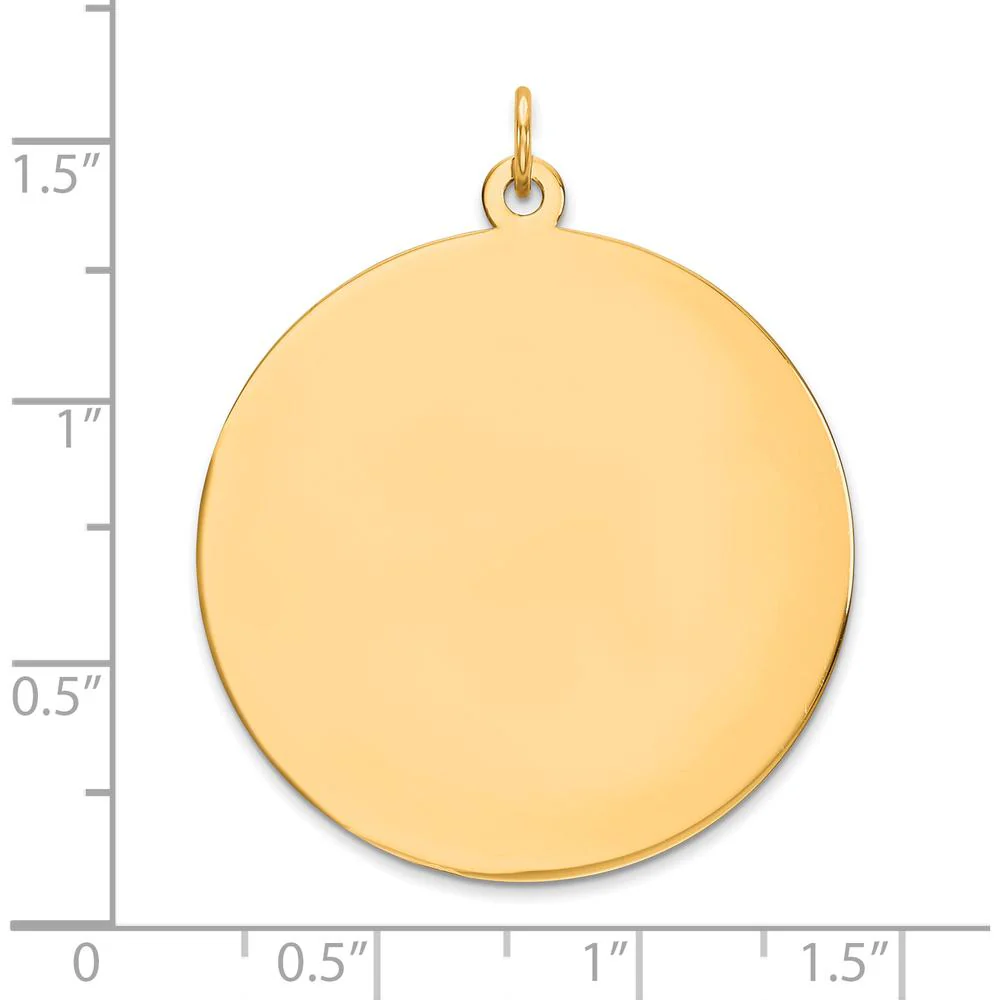 14K Yellow Gold Round Disc Charm - Polished Finish - 39mm Length by Oro Pregiato - Image 2