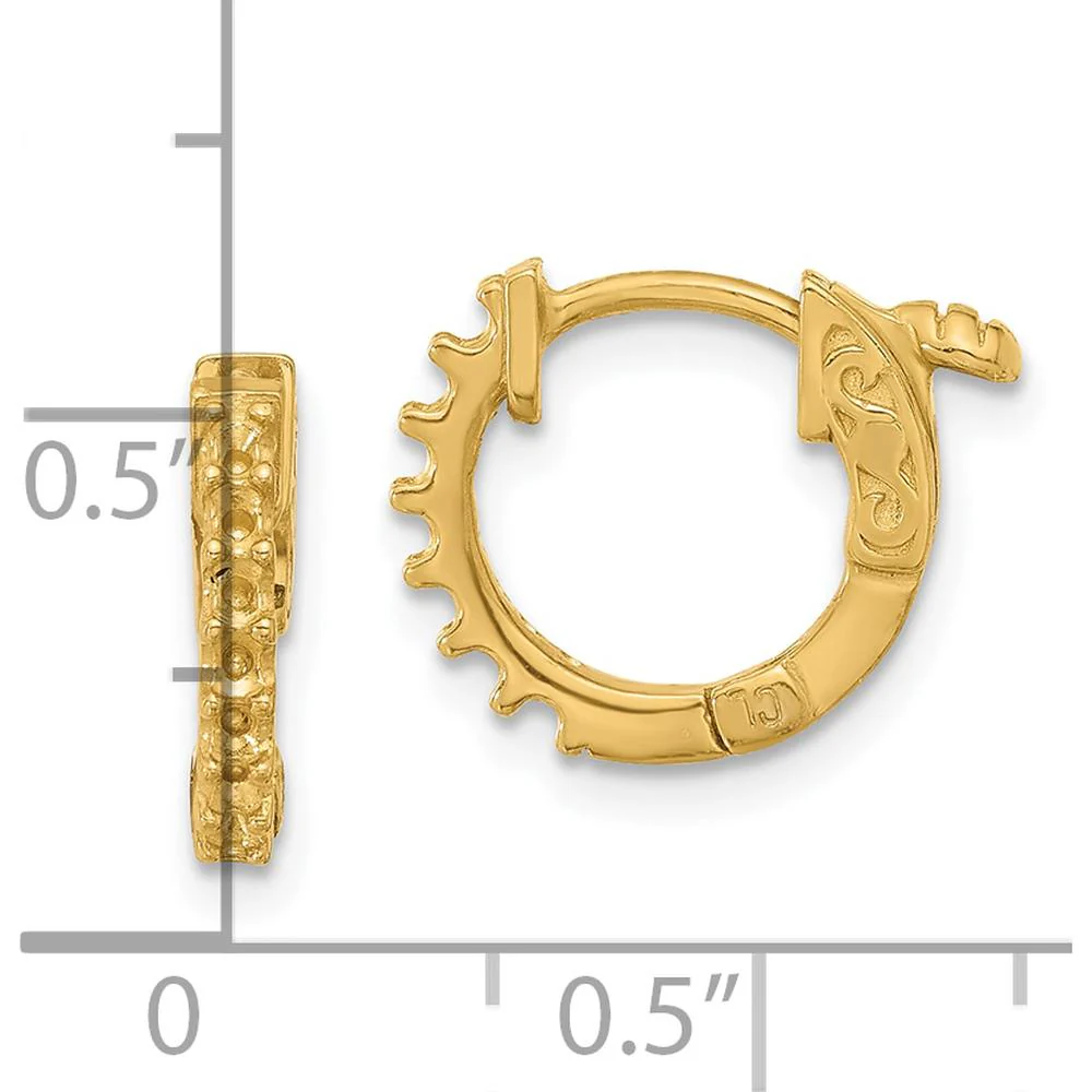 14K Yellow Gold Round Hoop Earrings with Safety Clasp - Polished Finish by Oro Pregiato - Image 2