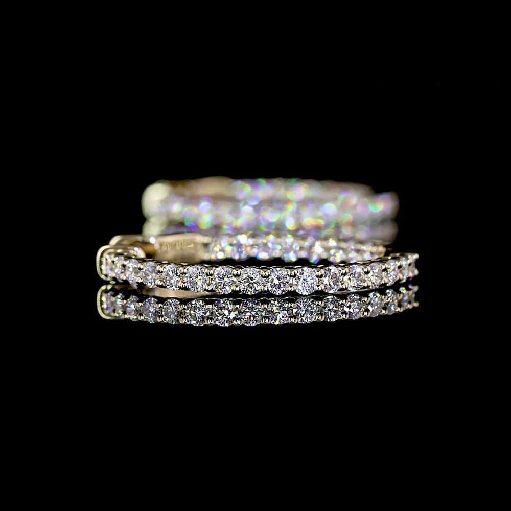 14K Yellow Gold Round Huggie Earrings with Prong Set Lab Diamonds - 0.95 Total Carat Weight - Covaloro Fine Jewelry - Image 4