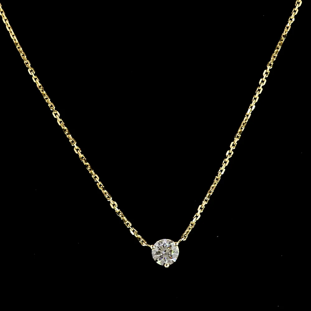 14K Yellow Gold Round Solitaire Pendant with 0.32 Carat E-F VS1 Lab-Grown Diamond - Covaloro Fine Jewelry