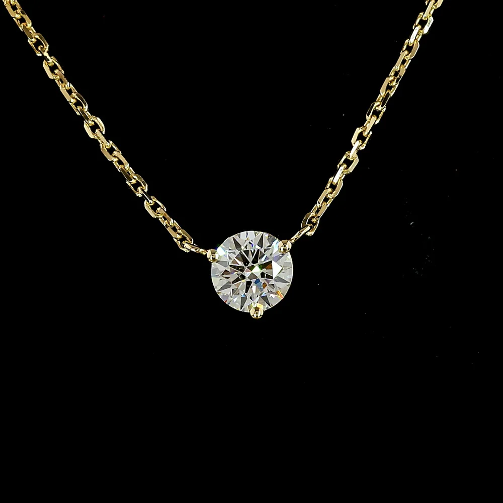 14K Yellow Gold Round Solitaire Pendant with 0.32 Carat E-F VS1 Lab-Grown Diamond - Covaloro Fine Jewelry - Image 2