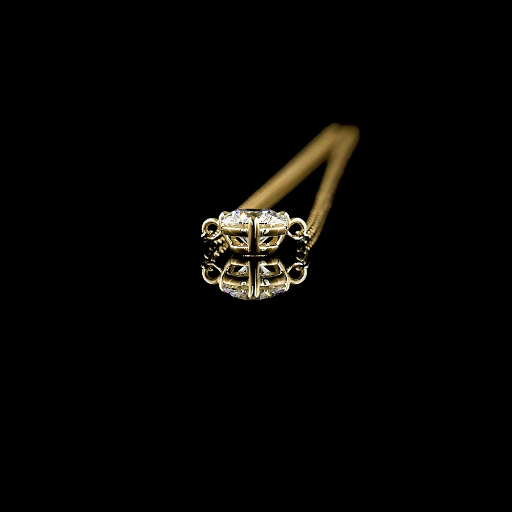 14K Yellow Gold Round Solitaire Pendant with 0.32 Carat E-F VS1 Lab-Grown Diamond - Covaloro Fine Jewelry - Image 3