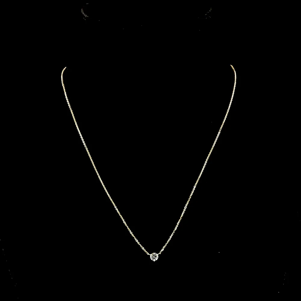 14K Yellow Gold Round Solitaire Pendant with 0.32 Carat E-F VS1 Lab-Grown Diamond - Covaloro Fine Jewelry - Image 4
