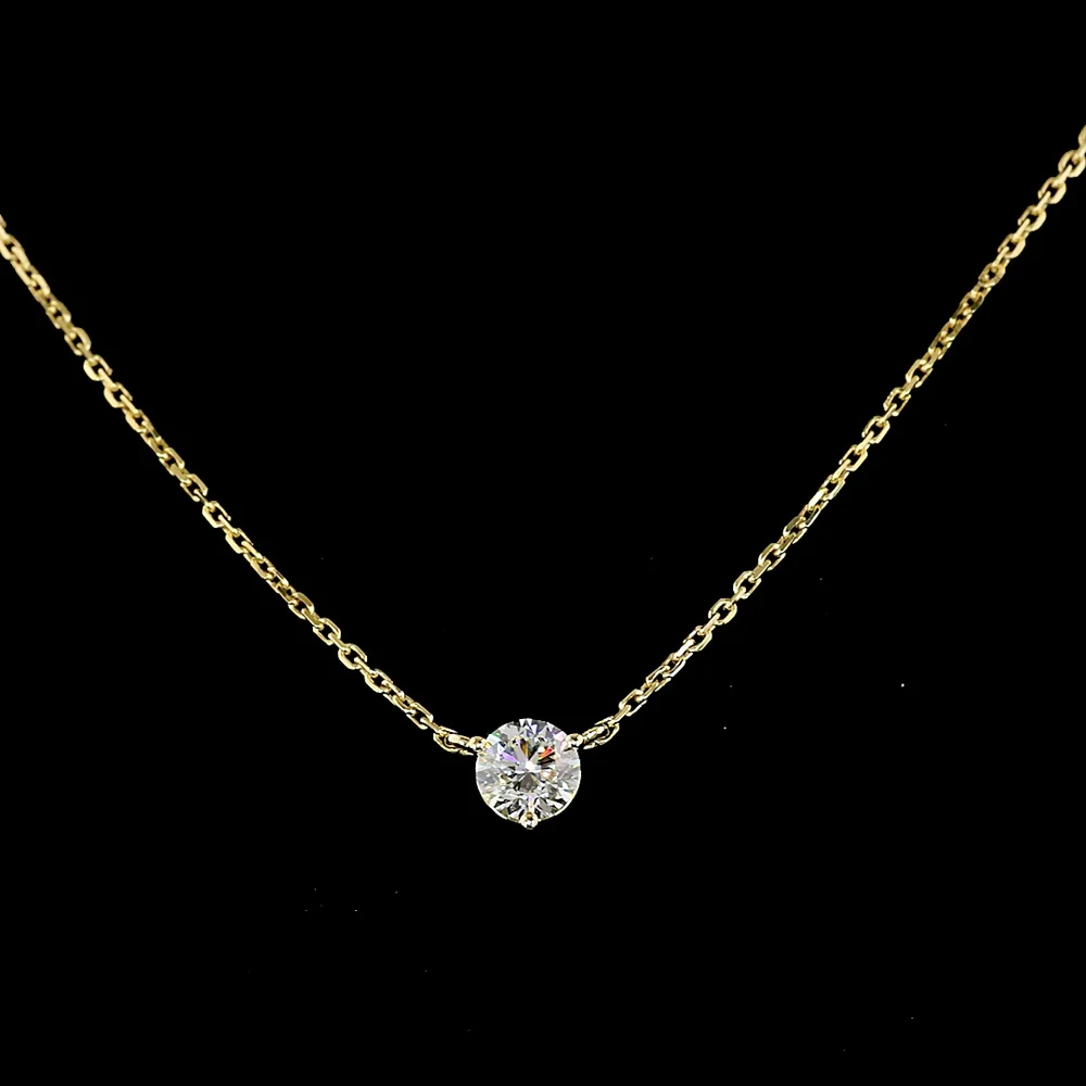 14K Yellow Gold Round Solitaire Pendant with 0.82 Carat Lab-Grown Diamond - E-F Color, VS Clarity, Prong Set - Covaloro Fine Jewelry